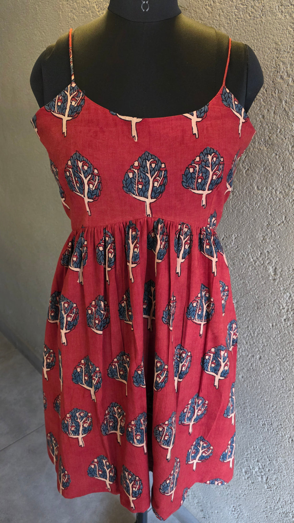 Women's Red short dress, Noodle strap