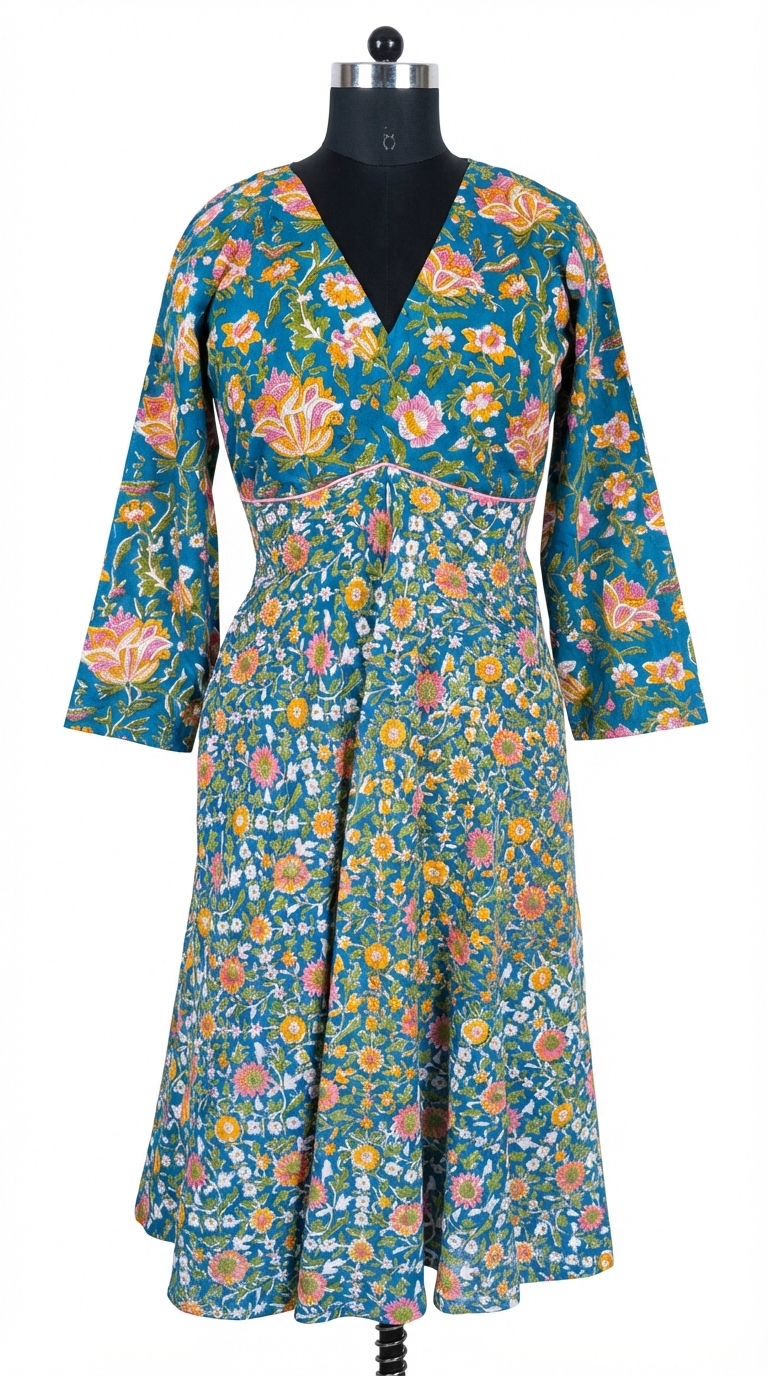 Women's V neck Dress with Floral print