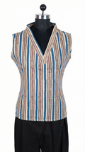 Women's Sleeveless stripe pattern Top