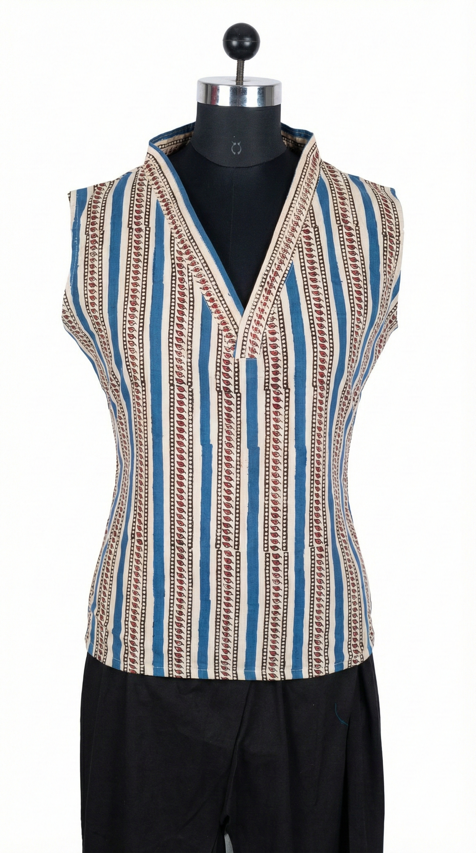 Women's Sleeveless stripe pattern Top