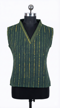 Women's Sleeveless Striped Top Green