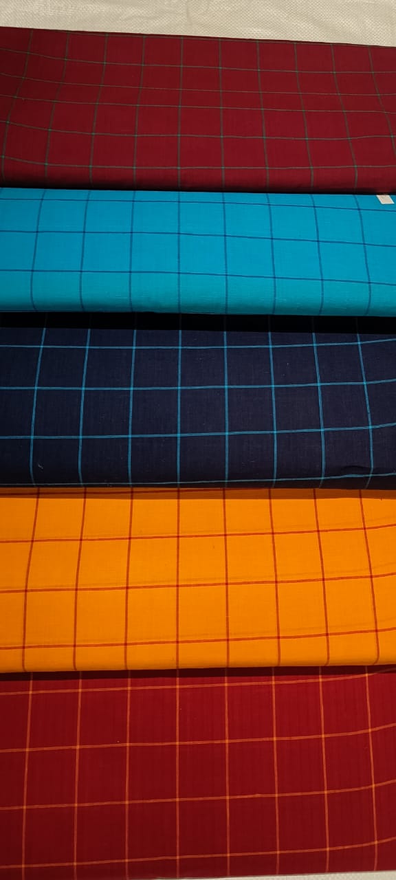 Pure Cotton Check Printed fabric