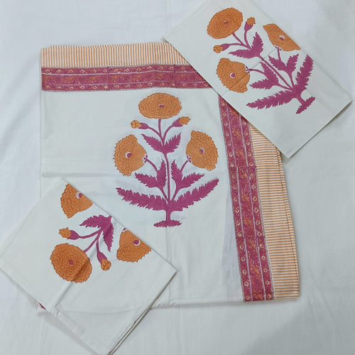 HANDBLOCK PRINTED COTTON BEDSHEET COLLECTION(90X108) - Print 20