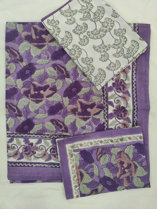 HANDBLOCK PRINTED COTTON BEDSHEET COLLECTION(90X108) - Print 18