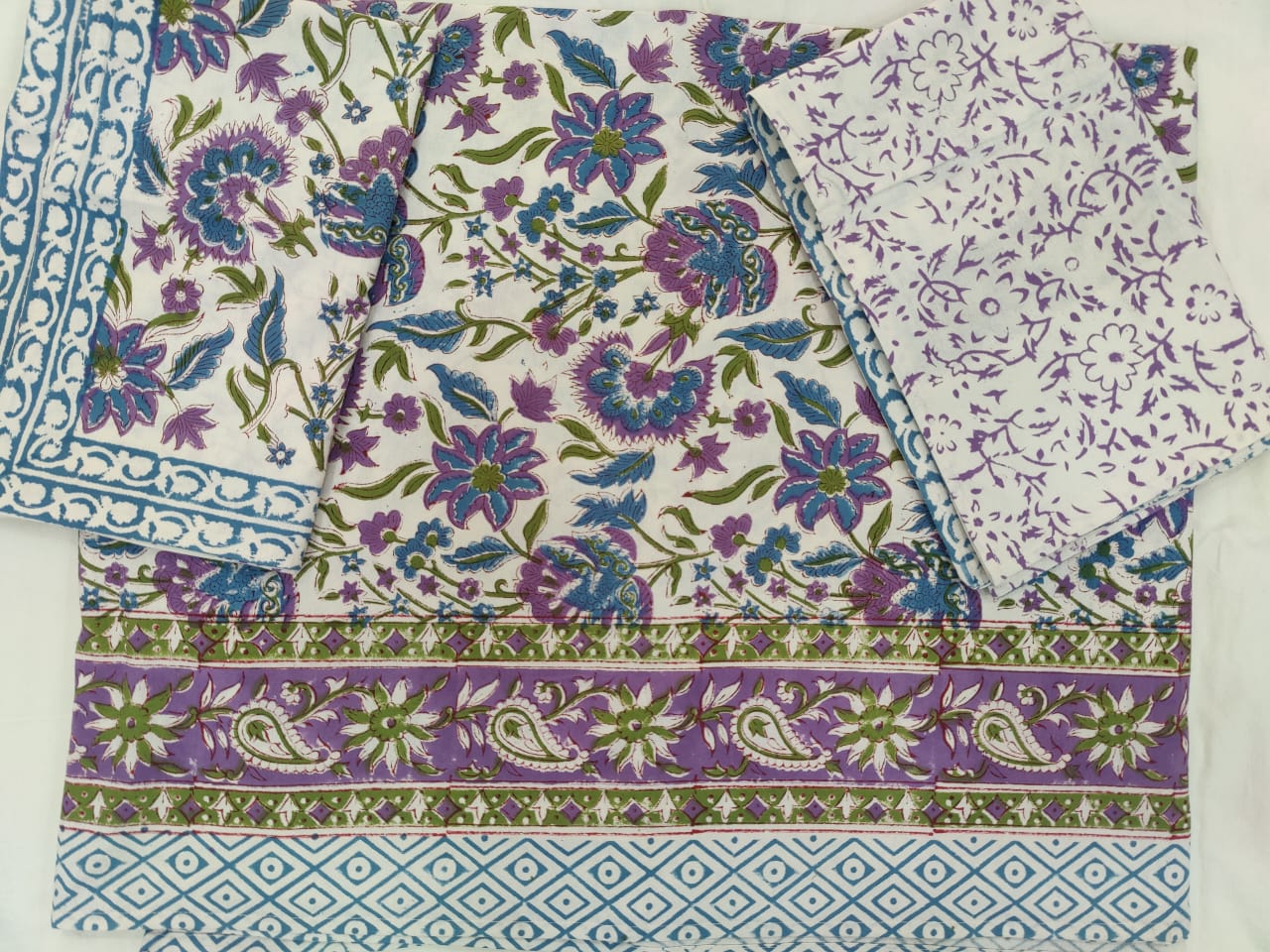 HANDBLOCK PRINTED COTTON BEDSHEET COLLECTION(90X108) - Print 15