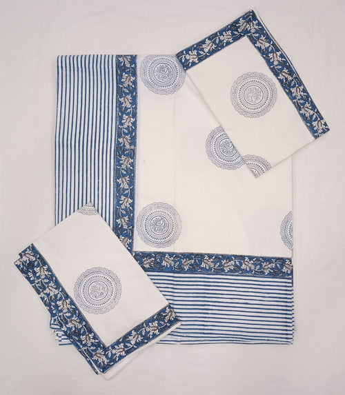 HANDBLOCK PRINTED COTTON BEDSHEET COLLECTION(90X108) - Print 24