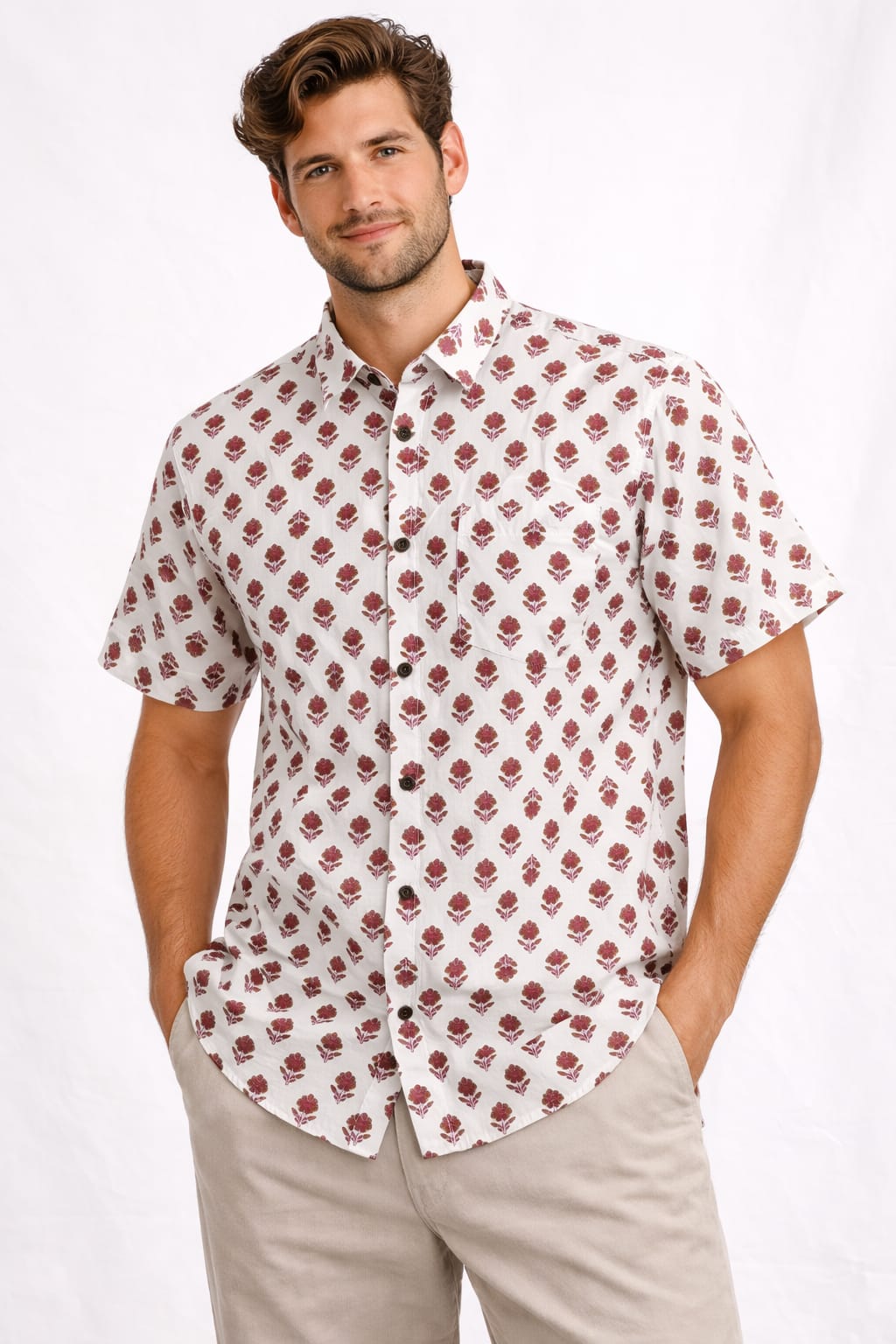 Mens Half sleeve Shirt White